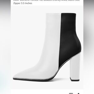 Eldof Womens Pointed Toe Beaded Chunky Ankle Boots Side Zipper 3.5 Inches size 7